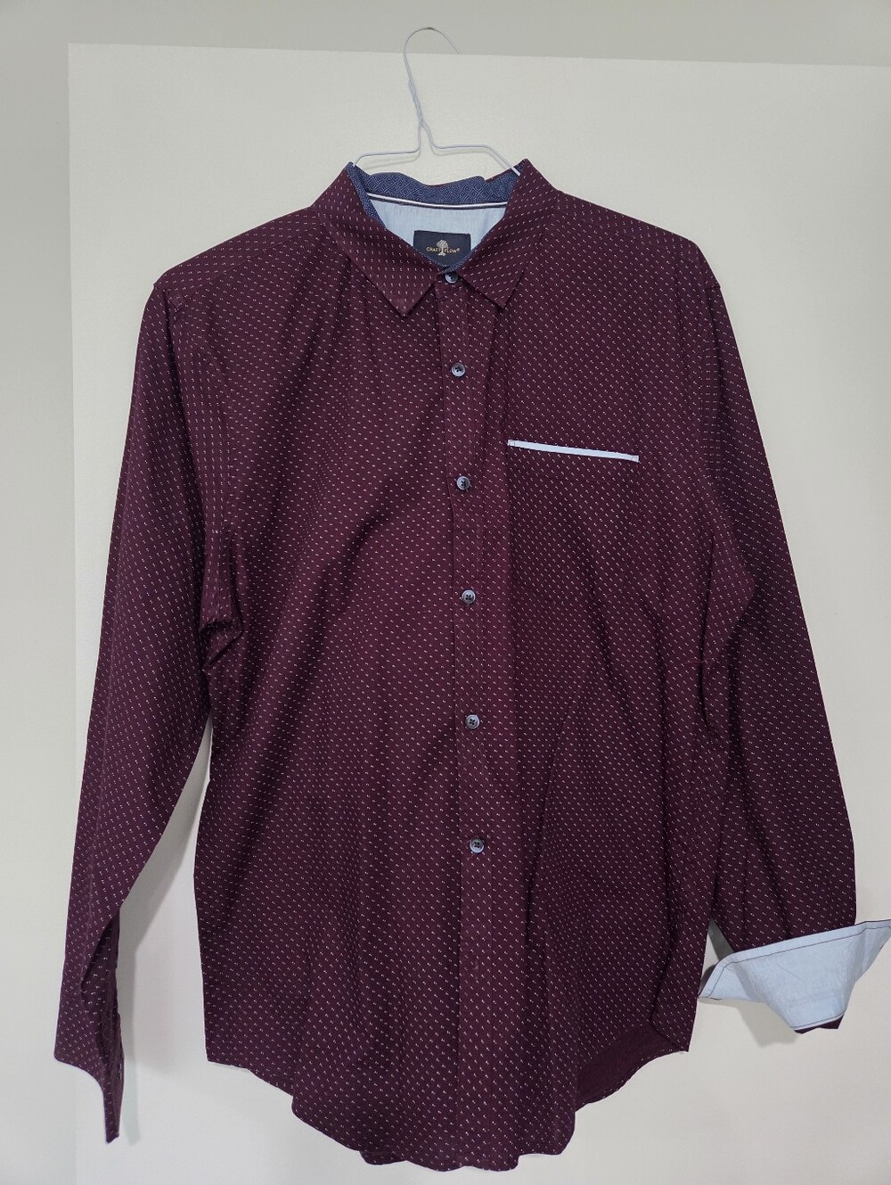 Craft Flow Men's Burgundy Dot-Pattern Button-Up Shirt Sz XL